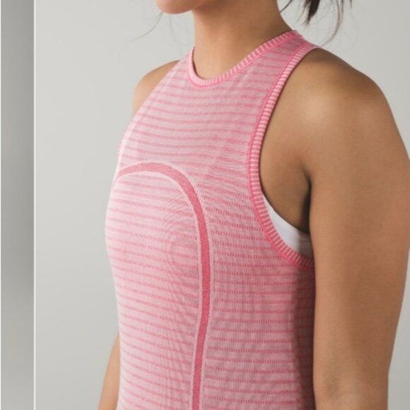 Lululemon swiftly tank stitch stripe white Heathered Boom juice - Picture 4 of 9